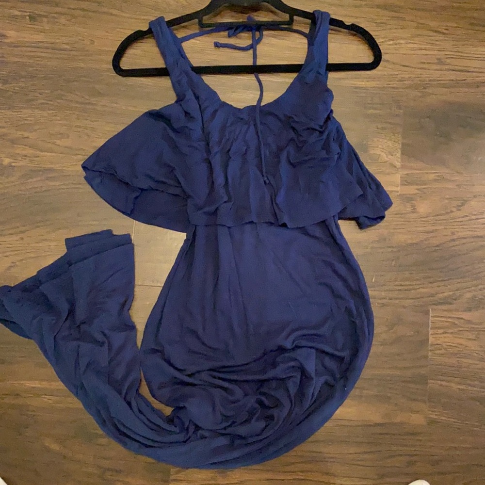 Navy blue tank ruffle top style maxi !